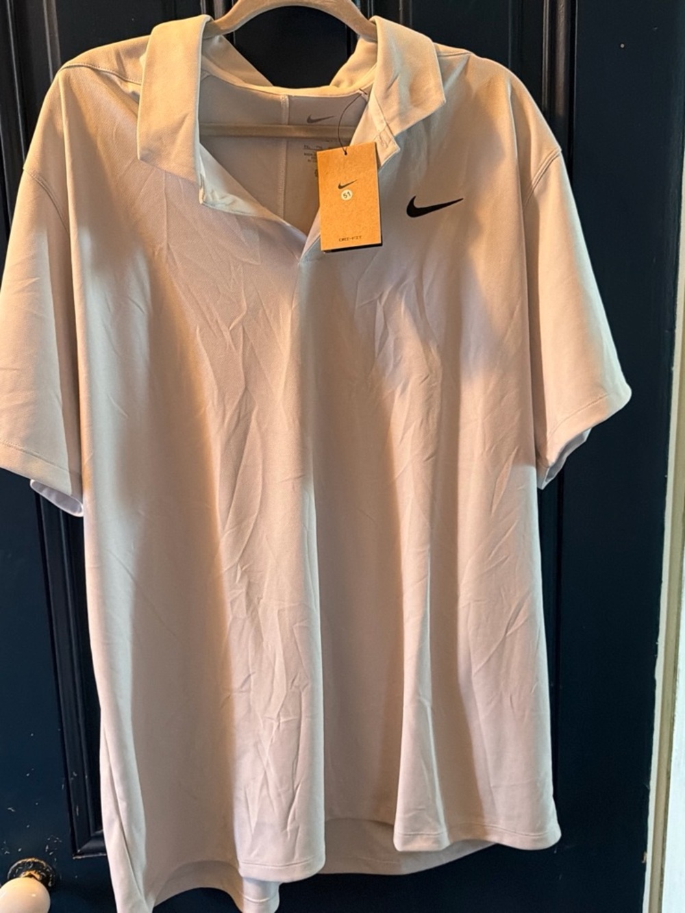 Nike Men’s Light gray Polo with Black Swoosh